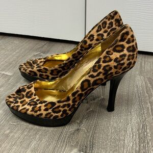 Guess Animal Print Heels with Gold Lining